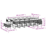 17 Piece Garden Dining Set with Cushions Black Poly Rattan