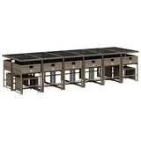 17 Piece Garden Dining Set with Cushions Grey Poly Rattan - Side View