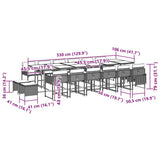 17 Piece Garden Dining Set with Cushions Grey Poly Rattan