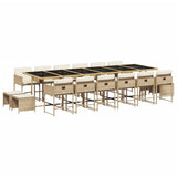 17 Piece Garden Dining Set with Cushions Beige Poly Rattan