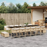 17 Piece Garden Dining Set with Cushions Beige Poly Rattan