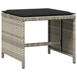 17 Piece Garden Dining Set with Cushions Light Grey Poly Rattan - Rear View