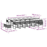 17 Piece Garden Dining Set with Cushions Light Grey Poly Rattan
