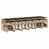 17 Piece Garden Dining Set with Cushions Mix Beige Poly Rattan - Side View