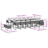 17 Piece Garden Dining Set with Cushions Mix Beige Poly Rattan - Rear View