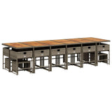 17 Piece Garden Dining Set with Cushions Grey Poly Rattan - Side View