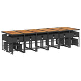 17 Piece Garden Dining Set with Cushions Black Poly Rattan