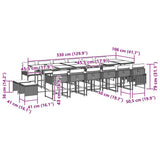 17 Piece Garden Dining Set with Cushions Black Poly Rattan - Rear View