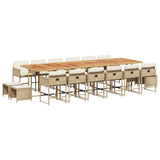 17 Piece Garden Dining Set with Cushions Beige Poly Rattan