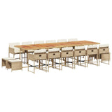 17 Piece Garden Dining Set with Cushions Beige Poly Rattan - Front View