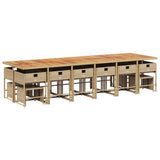 17 Piece Garden Dining Set with Cushions Beige Poly Rattan - Side View