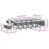 17 Piece Garden Dining Set with Cushions Beige Poly Rattan
