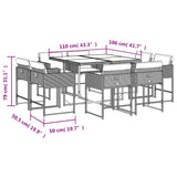 9 Piece Garden Dining Set with Cushions Light Grey Poly Rattan - Low Angle