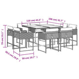 9 Piece Garden Dining Set with Cushions Beige Poly Rattan