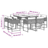 9 Piece Garden Dining Set with Cushions Beige Poly Rattan - 45-Degree Angle