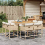 9 Piece Garden Dining Set with Cushions Beige Poly Rattan
