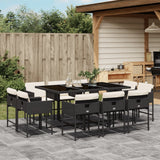 11 Piece Garden Dining Set with Cushions Black Poly Rattan