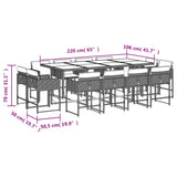 13 Piece Garden Dining Set with Cushions Black Poly Rattan - 45-Degree Angle