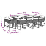 13 Piece Garden Dining Set with Cushions Beige Poly Rattan - 45-Degree Angle