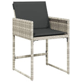 13 Piece Garden Dining Set with Cushions Light Grey Poly Rattan - Side View