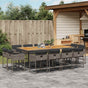 13 Piece Garden Dining Set with Cushions Grey Poly Rattan