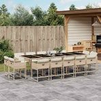 15 Piece Garden Dining Set with Cushions Beige Poly Rattan