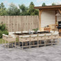 15 Piece Garden Dining Set with Cushions Beige Poly Rattan