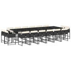 17 Piece Garden Dining Set with Cushions Black Poly Rattan