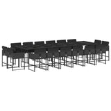 17 Piece Garden Dining Set with Cushions Black Poly Rattan - Front View