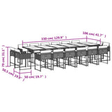 17 Piece Garden Dining Set with Cushions Black Poly Rattan - 45-Degree Angle