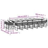 17 Piece Garden Dining Set with Cushions Grey Poly Rattan
