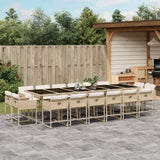 17 Piece Garden Dining Set with Cushions Beige Poly Rattan