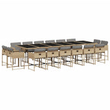 17 Piece Garden Dining Set with Cushions Mix Beige Poly Rattan