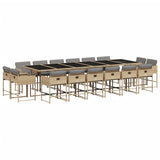 17 Piece Garden Dining Set with Cushions Mix Beige Poly Rattan - Front View