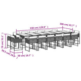 17 Piece Garden Dining Set with Cushions Mix Beige Poly Rattan - 45-Degree Angle