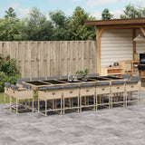 17 Piece Garden Dining Set with Cushions Mix Beige Poly Rattan