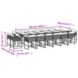 17 Piece Garden Dining Set with Cushions Grey Poly Rattan - 45-Degree Angle