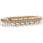 17 Piece Garden Dining Set with Cushions Beige Poly Rattan