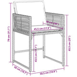 5 Piece Garden Dining Set with Cushions Black Poly Rattan - Rear View