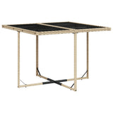 5 Piece Garden Dining Set with Cushions Beige Poly Rattan - 45-Degree Angle