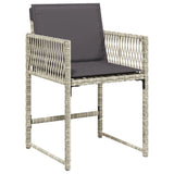 5 Piece Garden Dining Set with Cushions Light Grey Poly Rattan - 45-Degree Angle