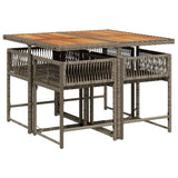 5 Piece Garden Dining Set with Cushions Grey Poly Rattan