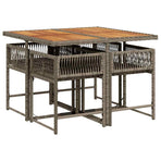 5 Piece Garden Dining Set with Cushions Grey Poly Rattan