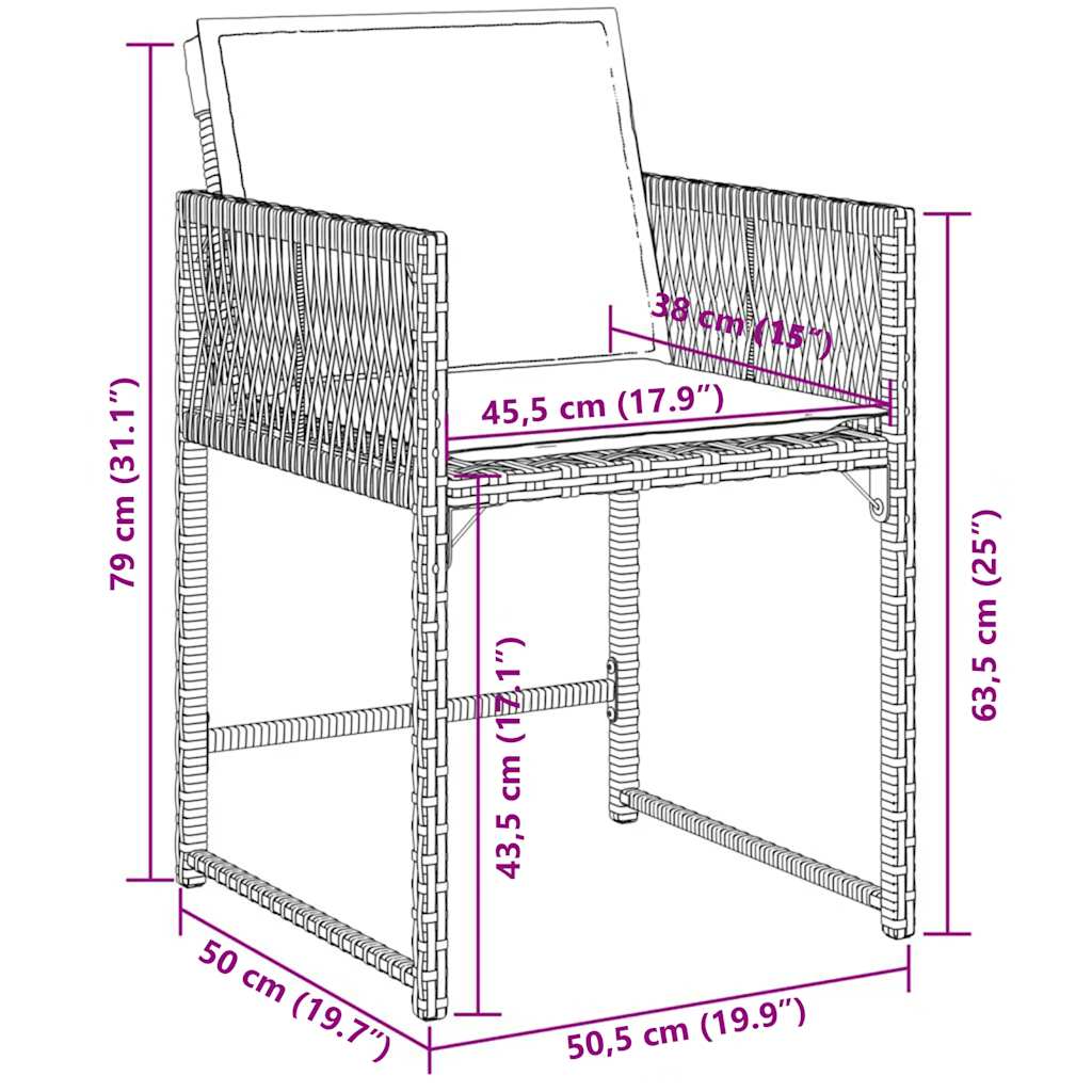5 Piece Garden Dining Set with Cushions Grey Poly Rattan
