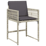 7 Piece Garden Dining Set with Cushions Light Grey Poly Rattan