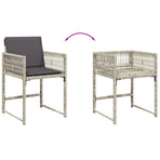 7 Piece Garden Dining Set with Cushions Light Grey Poly Rattan