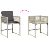 7 Piece Garden Dining Set with Cushions Light Grey Poly Rattan - Rear View