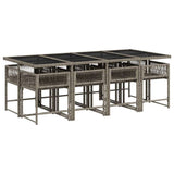 9 Piece Garden Dining Set with Cushions Grey Poly Rattan