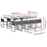 9 Piece Garden Dining Set with Cushions Grey Poly Rattan