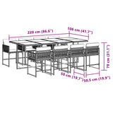 9 Piece Garden Dining Set with Cushions Mix Beige Poly Rattan - Rear View